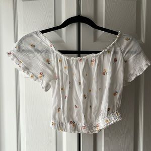 Altar’d State Floral Embroidery Off the Shoulder Crop Top